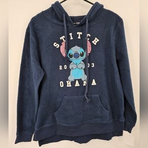 Disney Stich Blue Fuzzy Sweatshirt NWT Size Large